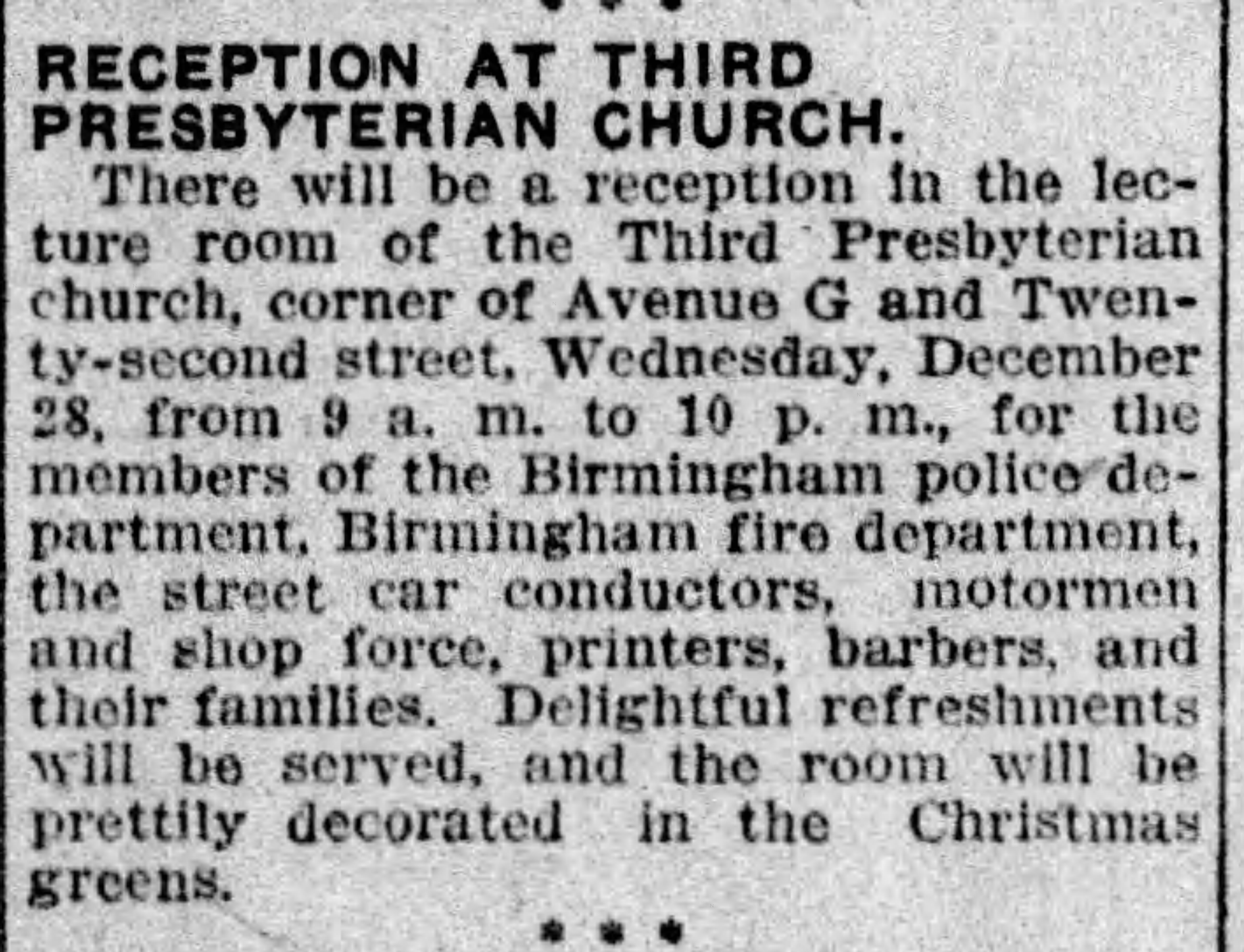 Reception at Third Presbyterian Church